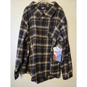 Tango Hotel Plaid Flannel Men's XXL Long Sleeve Button Up Brown Cotton Blend NWT